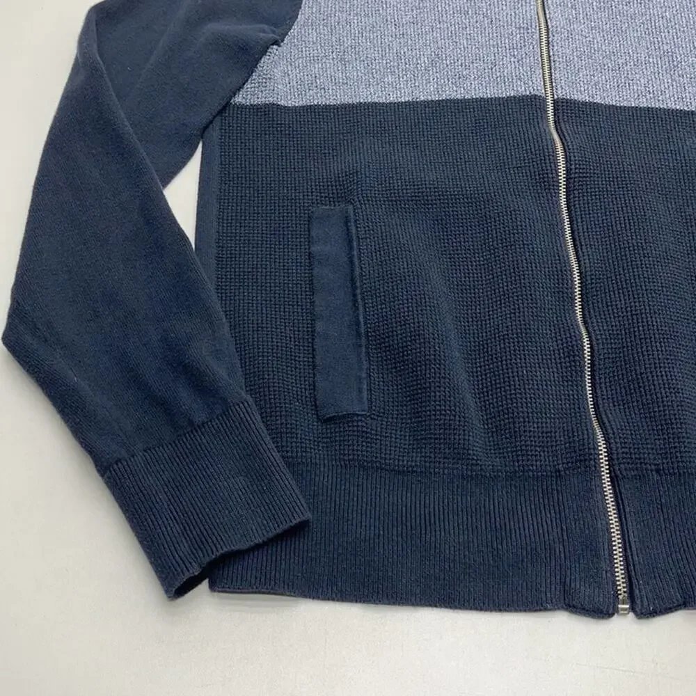 BANANA REPUBLIC Men's Small Blue Full Zip Color Block Sweater